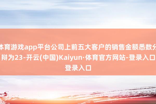 体育游戏app平台公司上前五大客户的销售金额悉数分辩为23-开云(中国)Kaiyun·体育官方网站-登录入口